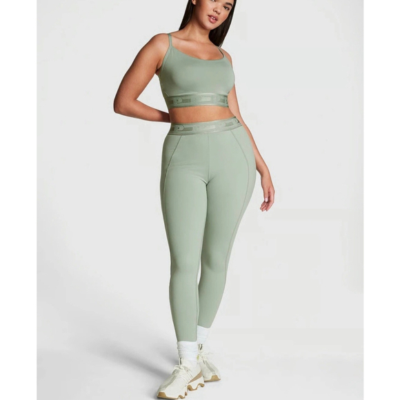 PINK ACTIVE Pants - Victoria's Secret PINK ACTIVE Green High Waist Full Length Leggings XXL Teal Blu